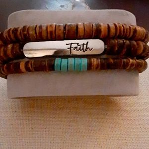 3 Faith bracelets. Wooden beads